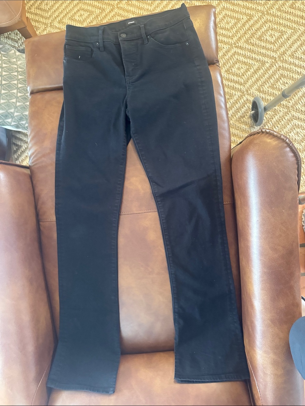 Express Black Skyscraper Mid Rise Black Jeans for Women - 8R